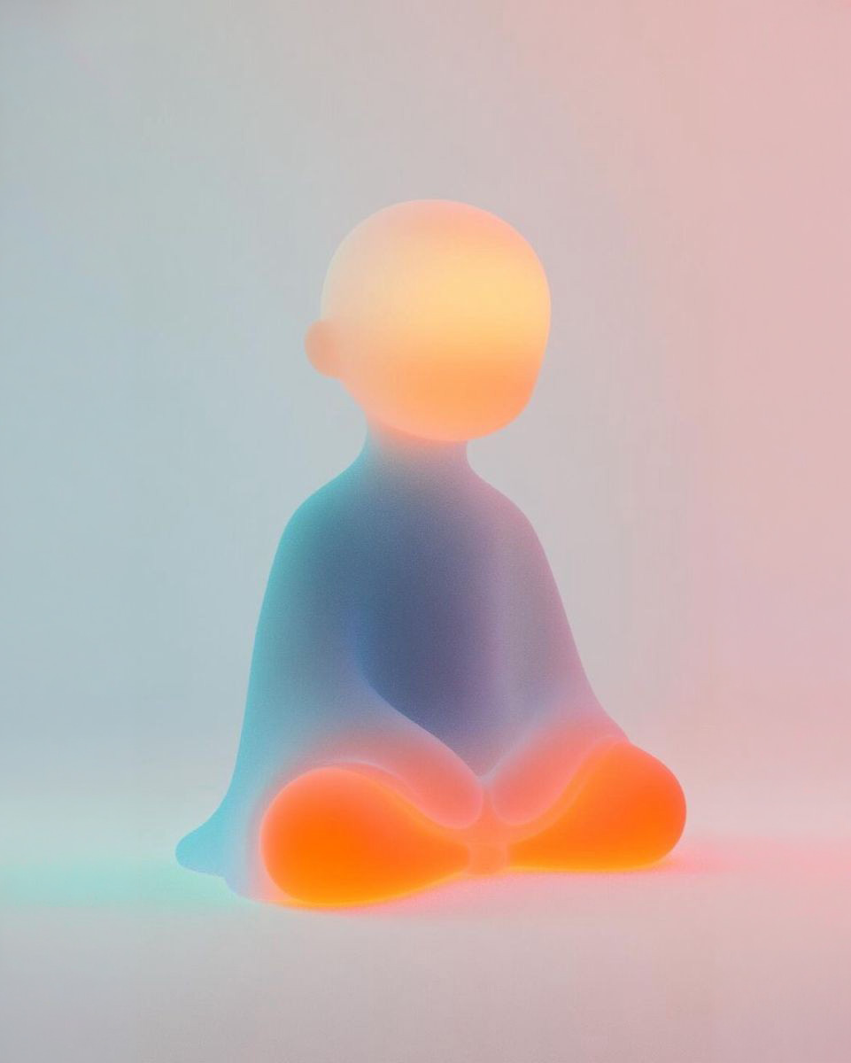 A meditative figure bathed in soft ethereal light